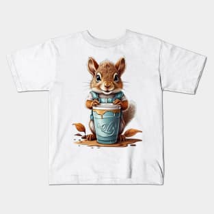 Iced Coffee and Cute Squirrel Kids T-Shirt